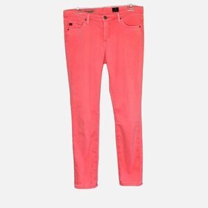 AG Adriano Goldschmied The Stevie Ankle Slim Straight Womens Neon Pink Jeans 28R